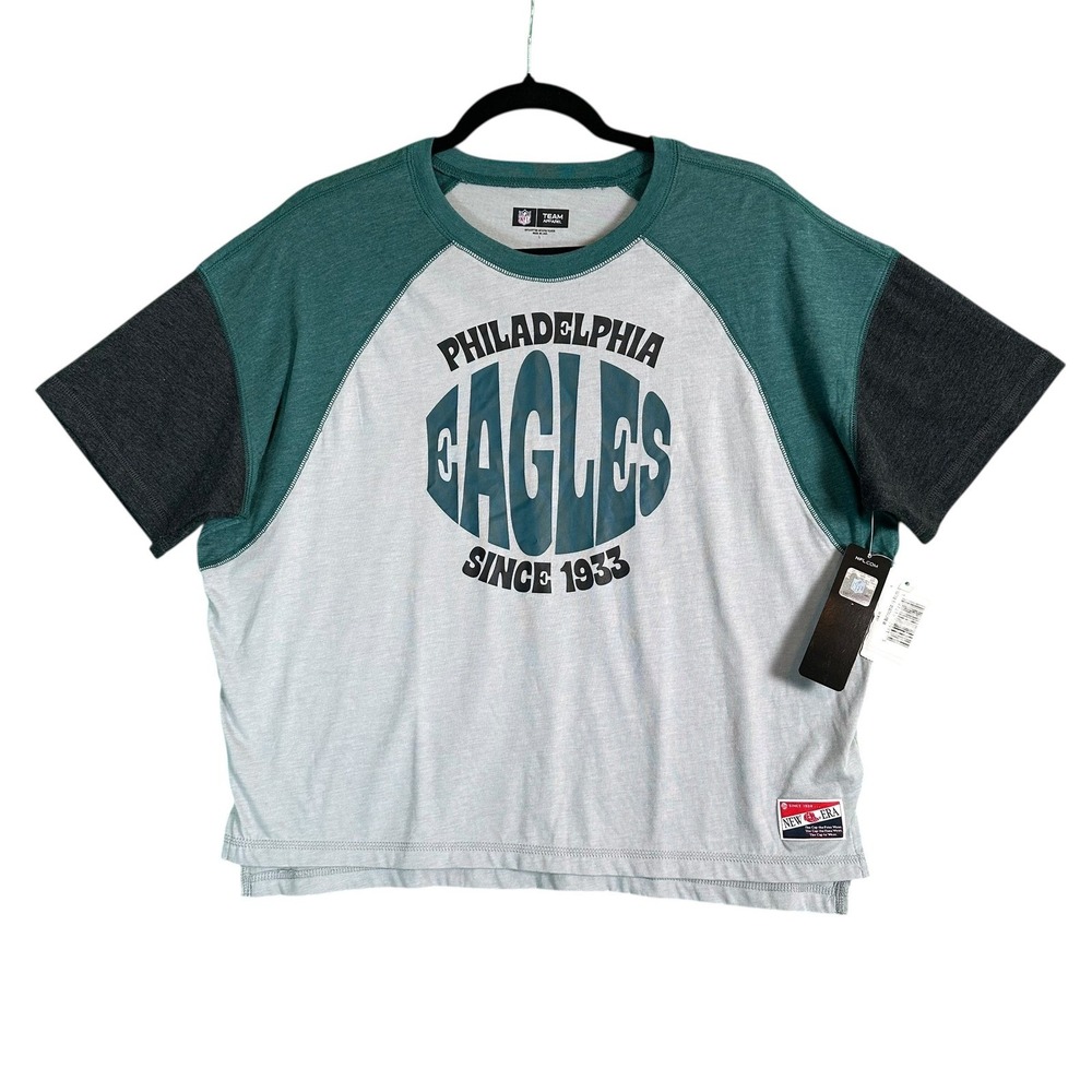Philadelphia Eagles T Shirt Raglan Boxy Graphic T Shirt NWT 1933 Womens L NFL